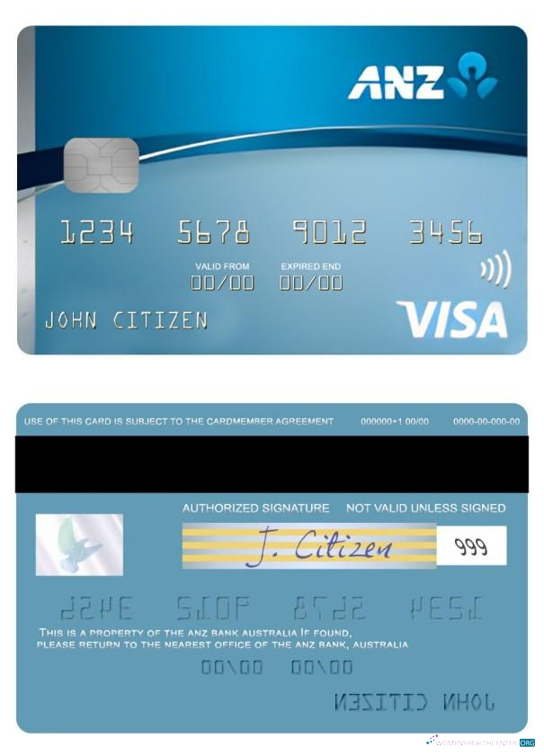 Download Australia ANZ Low Rate credit visa card Photoshop template